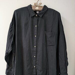 NWT Old Navy Oversized Boyfriend Black Linen Shirt, Size XXL